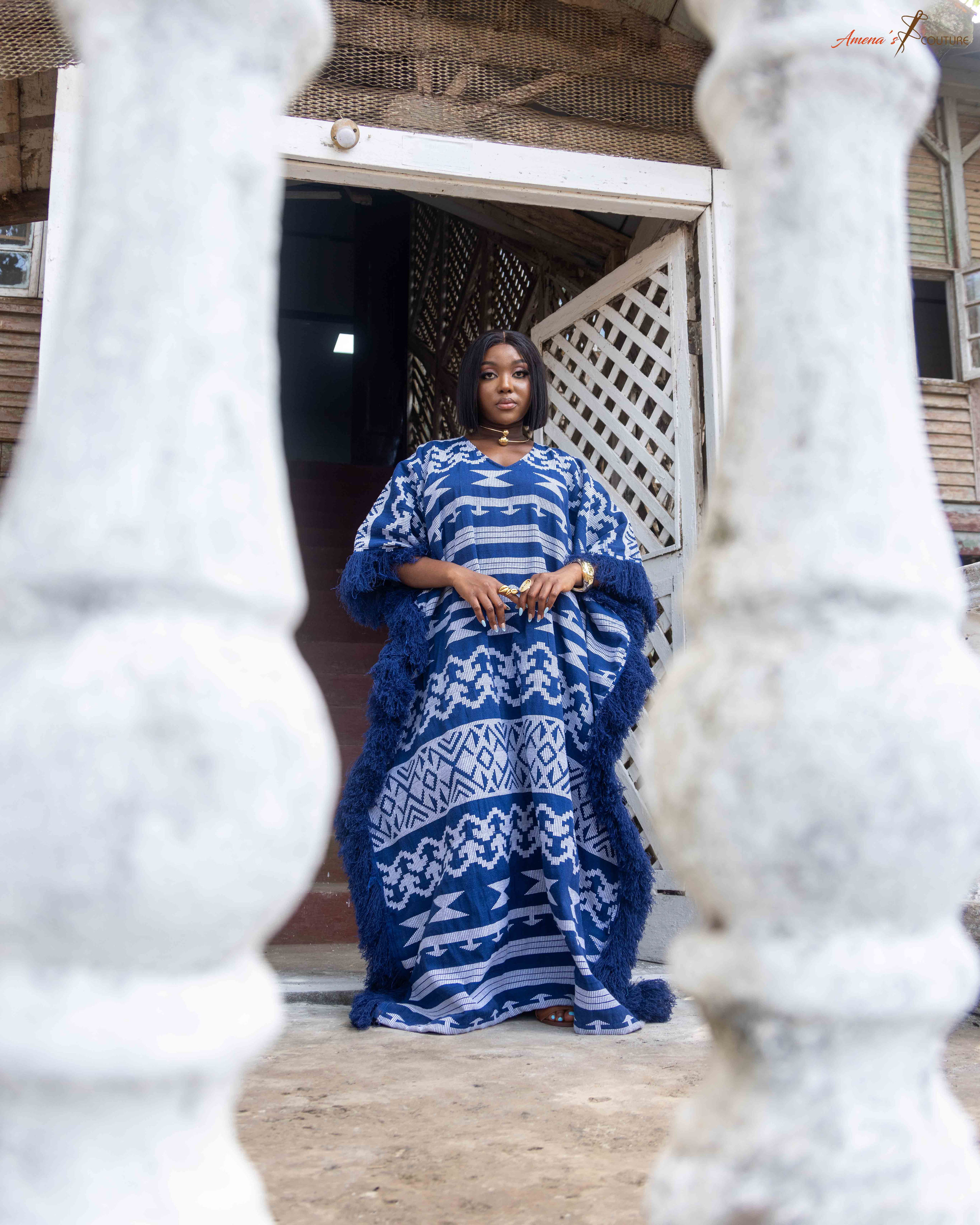Akwete Gown with fringe details